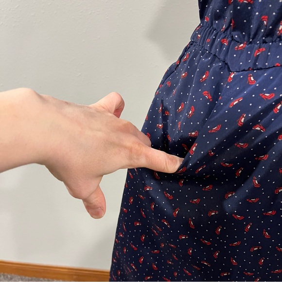 Jessica Simpson Navy Blue shoe and dot print mini Dress size small - Picture 5 of 13